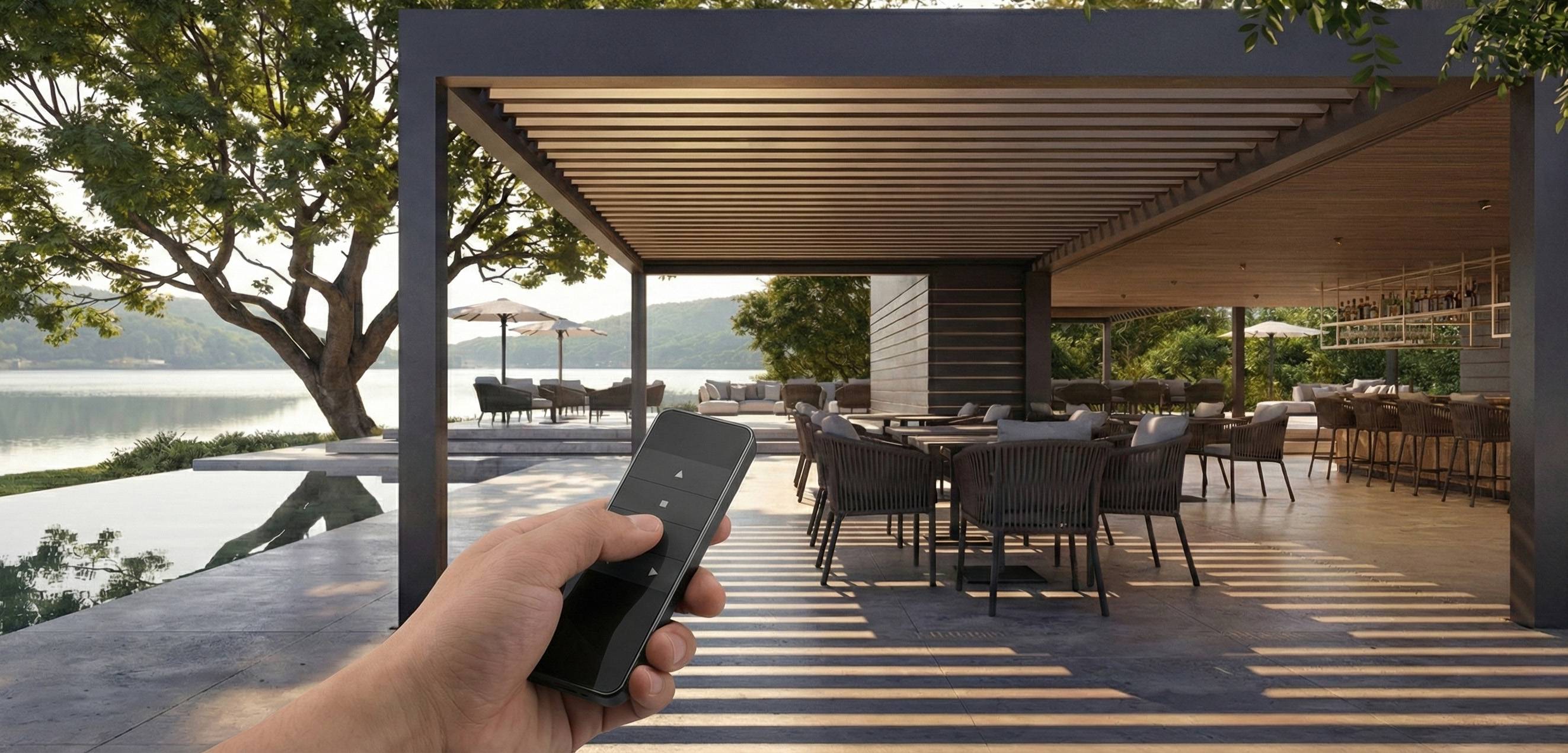 Remote control accessory for canopy awnings