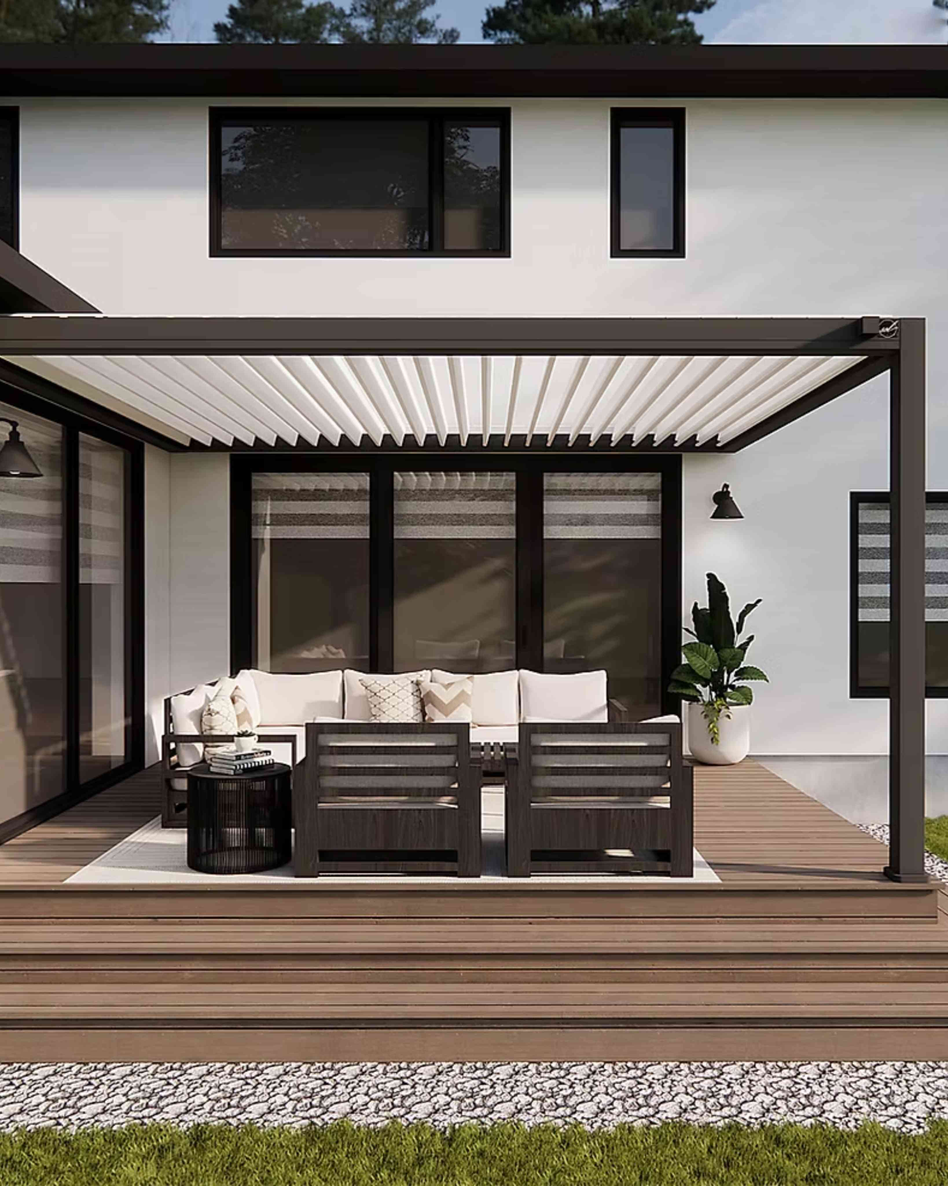 Bio-climatic tiltable pergola - interior view